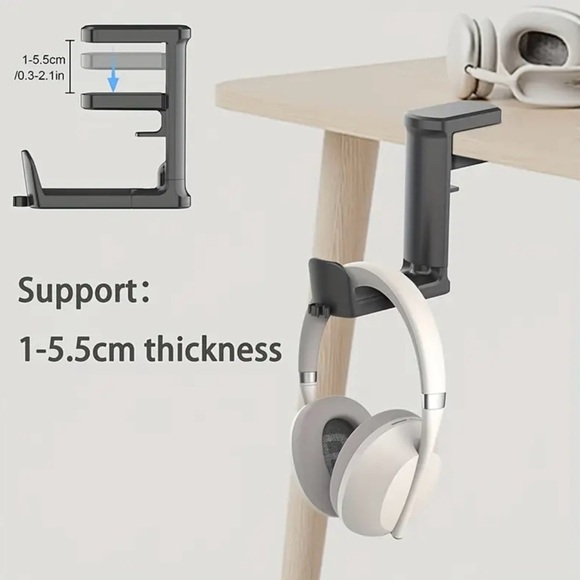 Under Desk Headphone Holder Mount 360° Rotating Clamp Hanger - Picture 9 of 10